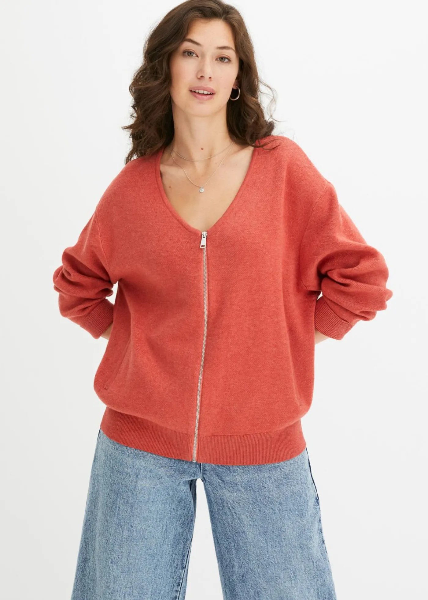 bonprix bonprix Chaqueta holgada de punto ruibarbo moteado Best