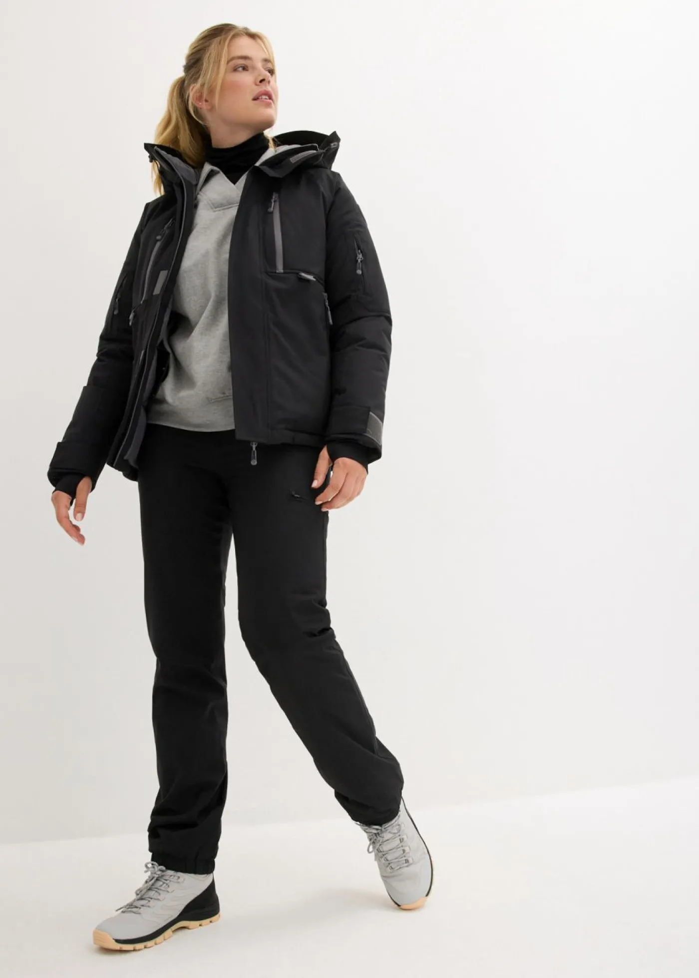 bonprix bonprix Chaqueta impermeable de esquí con protector antinieve Negro Outlet