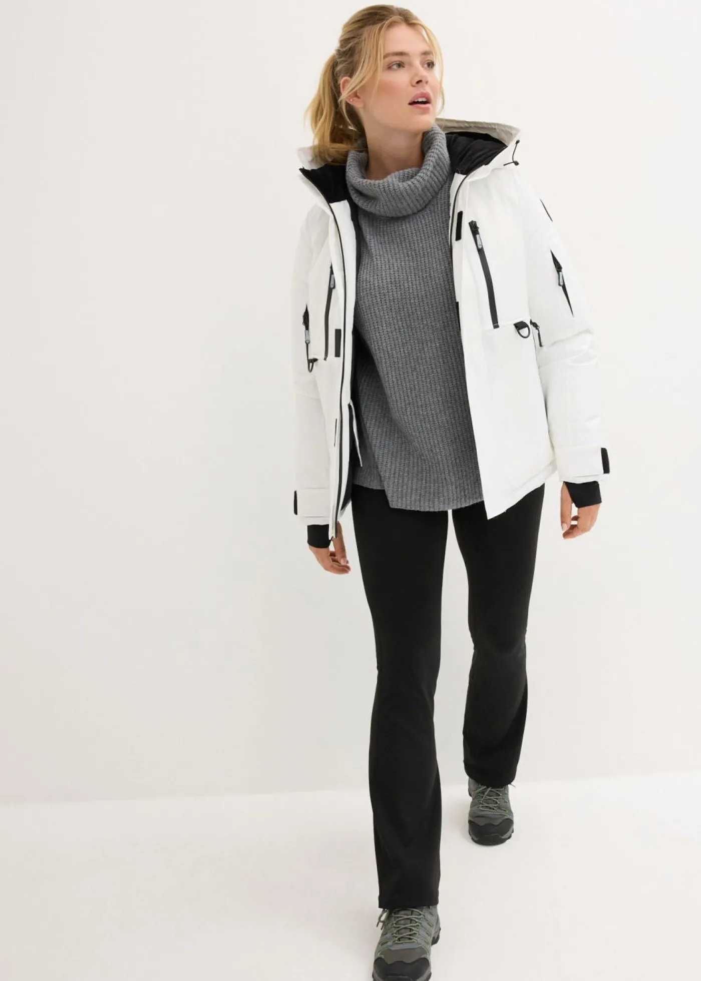 bonprix bonprix Chaqueta impermeable de esquí con protector antinieve Blanco New
