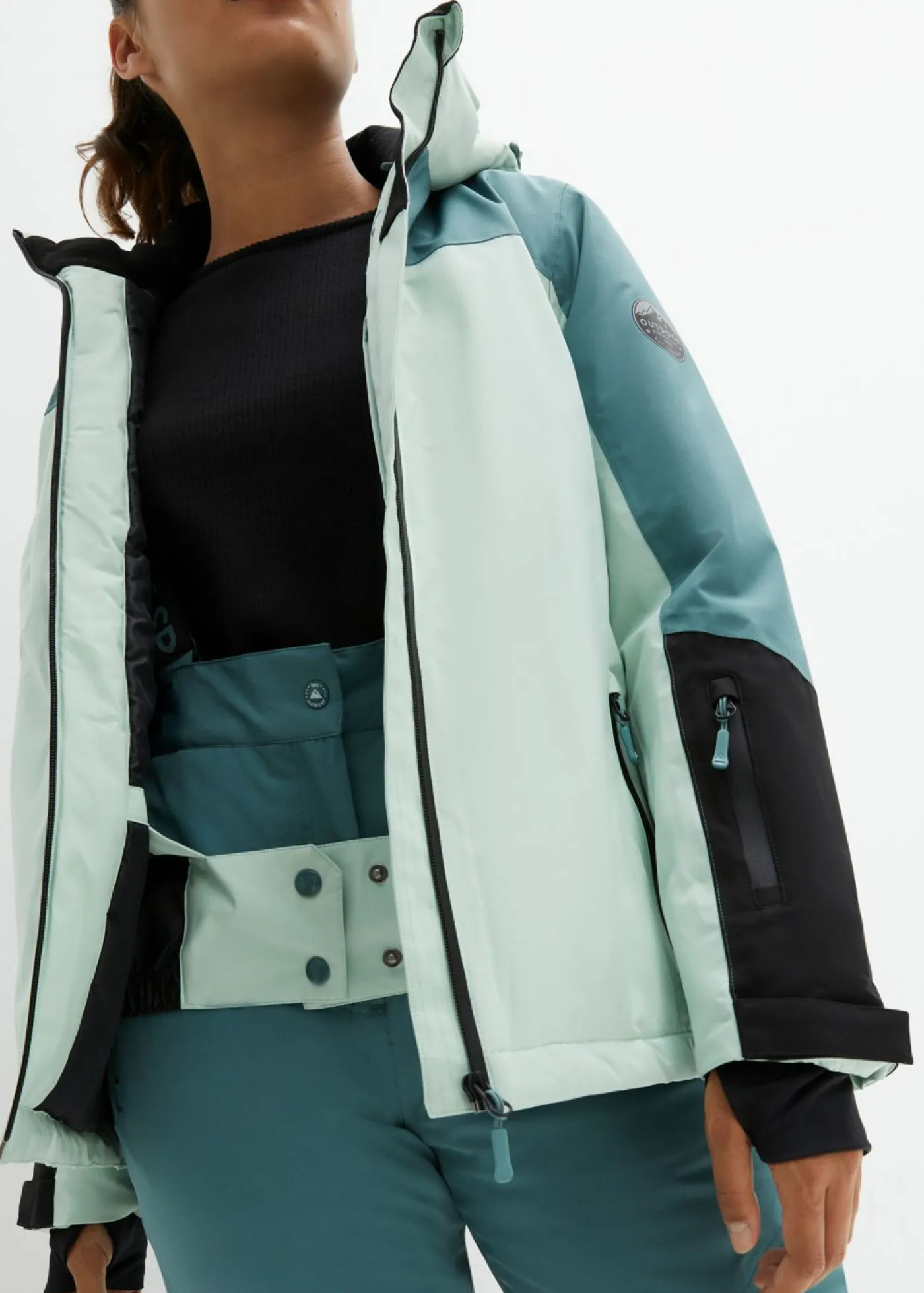 bonprix bonprix Chaqueta impermeable de esquí con aberturas de ventilación Verde pastel-verde grisáceo Hot
