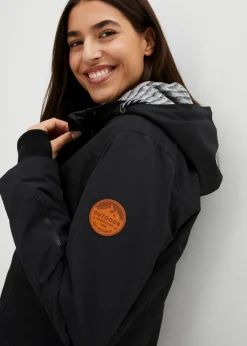 bonprix bonprix Chaqueta larga 3 en 1 con prácticos bolsillos negro-gris moteado New
