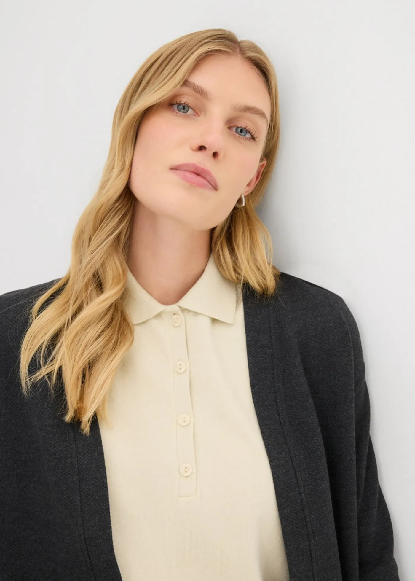 bonprix bonprix Chaqueta larga de chándal en suave mezcla de algodón Antracita jaspeado Sale