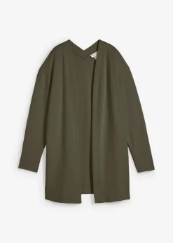 bonprix bonprix Chaqueta larga de chándal en suave mezcla de algodón Verde oliva oscuro Discount