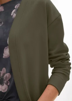 bonprix bonprix Chaqueta larga de chándal en suave mezcla de algodón Verde oliva oscuro Discount