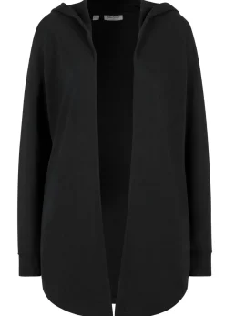 bonprix bonprix Chaqueta larga de chándal de algodón suave Negro Hot