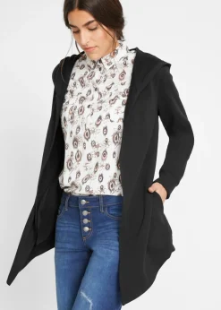 bonprix bonprix Chaqueta larga de chándal de algodón suave Negro Hot
