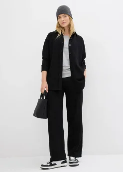 bonprix bonprix Chaqueta larga de chándal con bolsillos Negro Hot