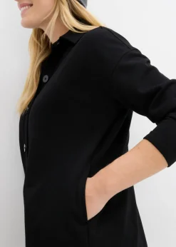 bonprix bonprix Chaqueta larga de chándal con bolsillos Negro Hot
