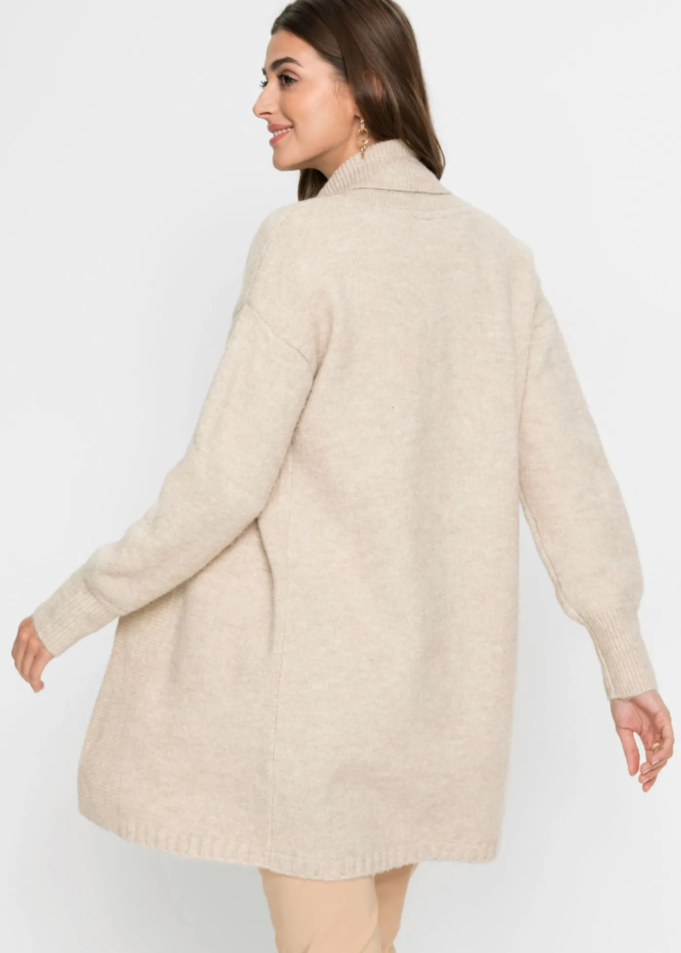 bonprix bonprix Chaqueta larga de punto Beige jaspeado Best
