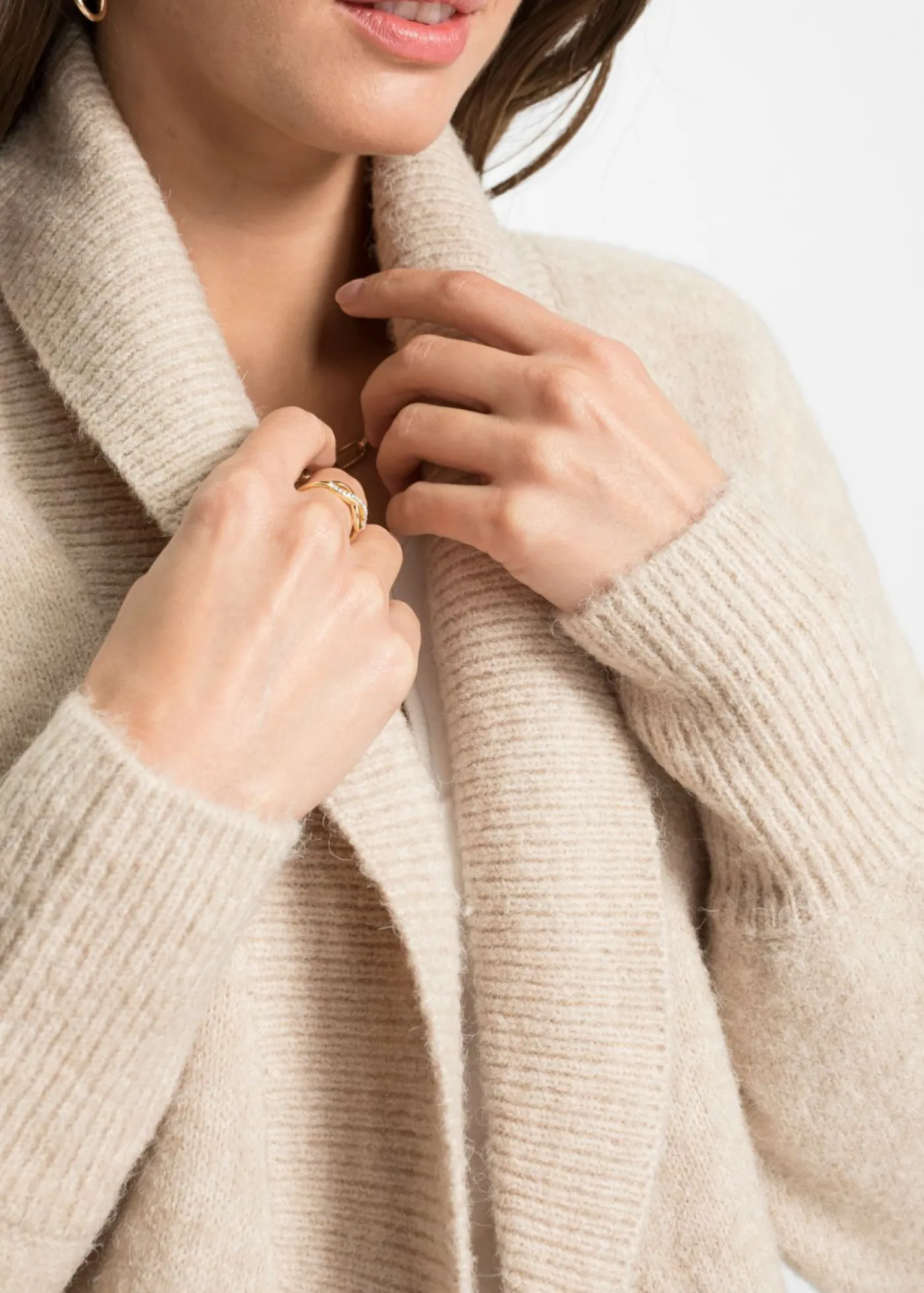 bonprix bonprix Chaqueta larga de punto Beige jaspeado Best