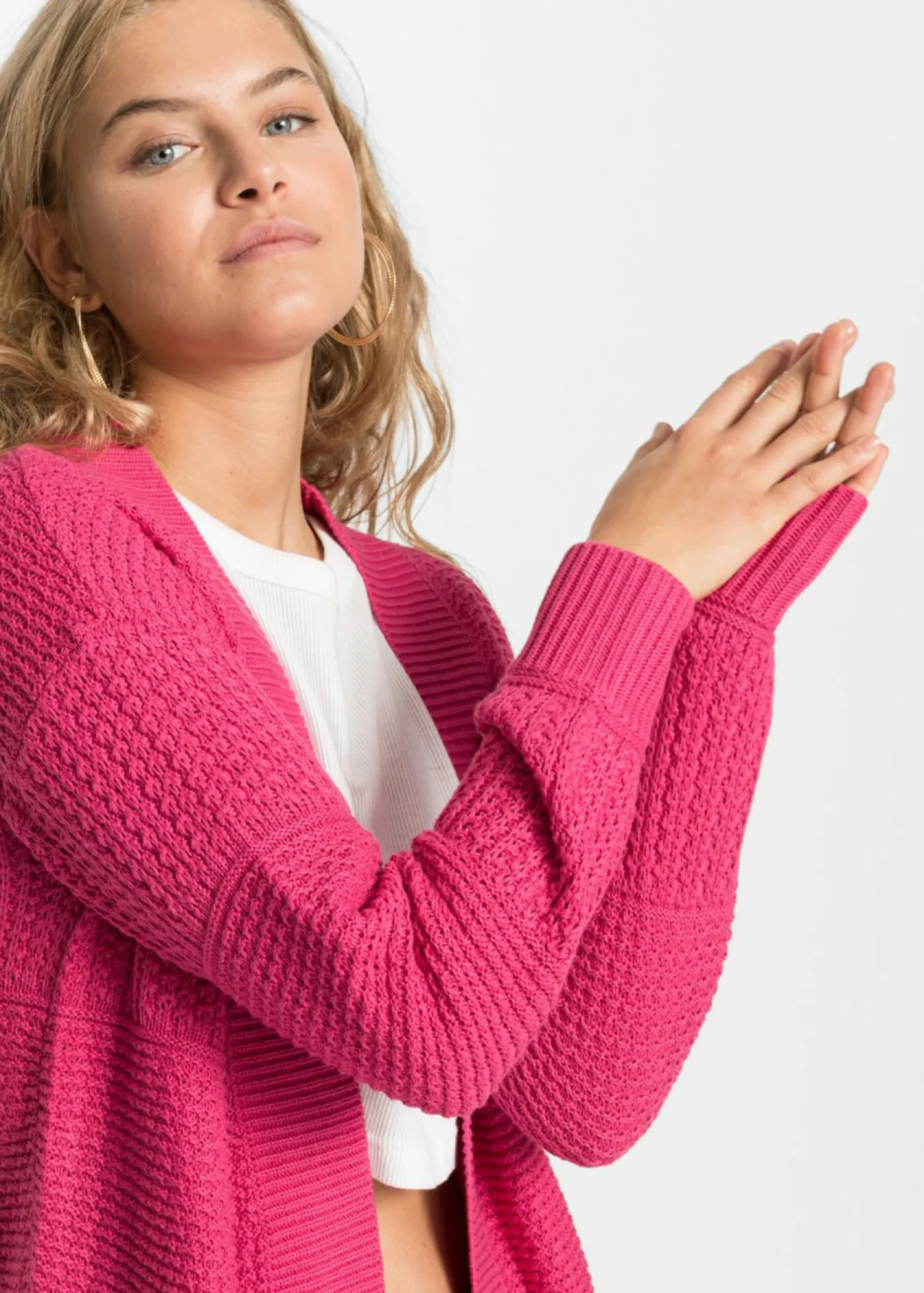 bonprix bonprix Chaqueta larga de punto fucsia Discount