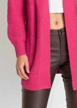 bonprix bonprix Chaqueta larga de punto fucsia Discount