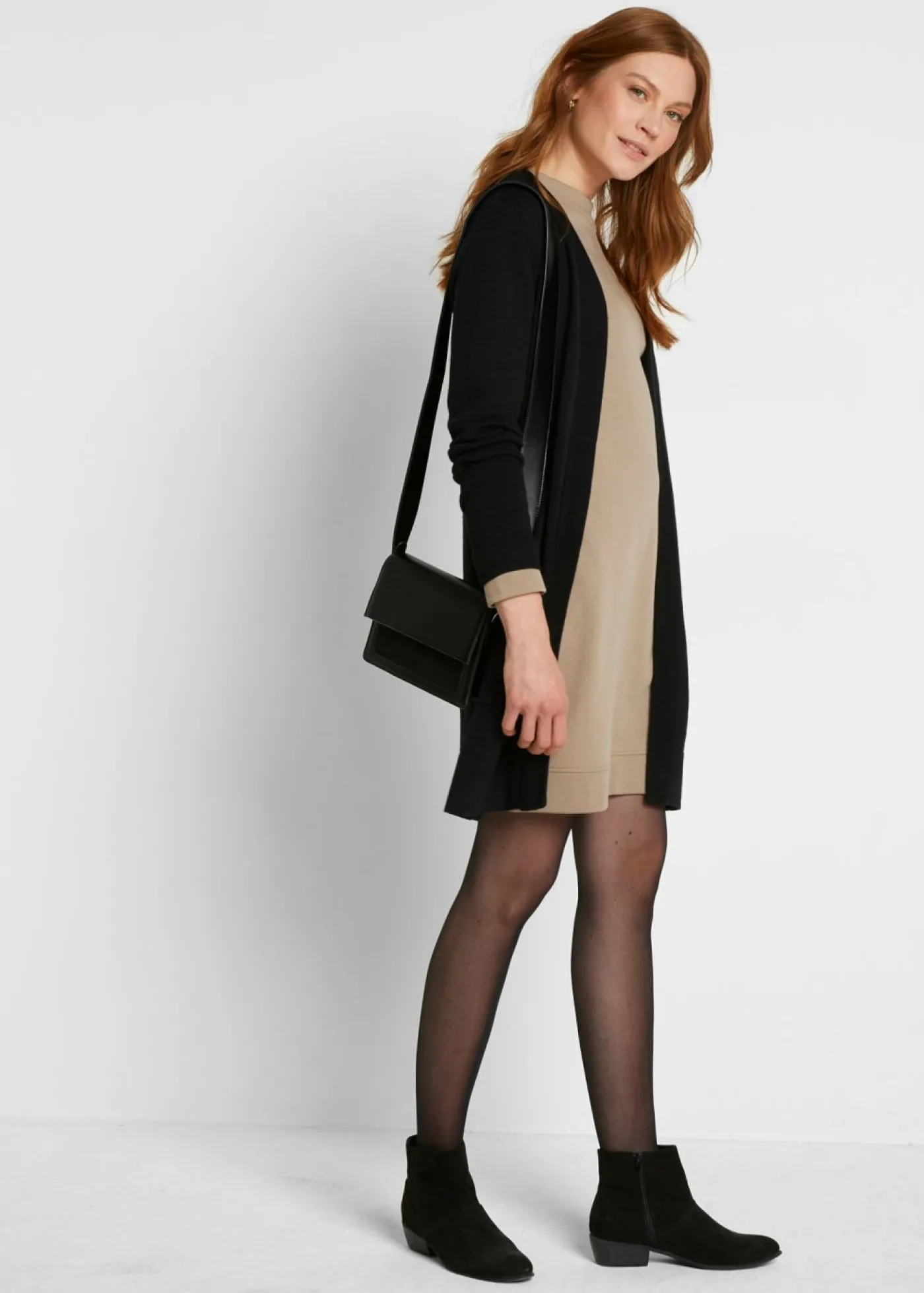 bonprix bonprix Chaqueta larga de punto Negro New