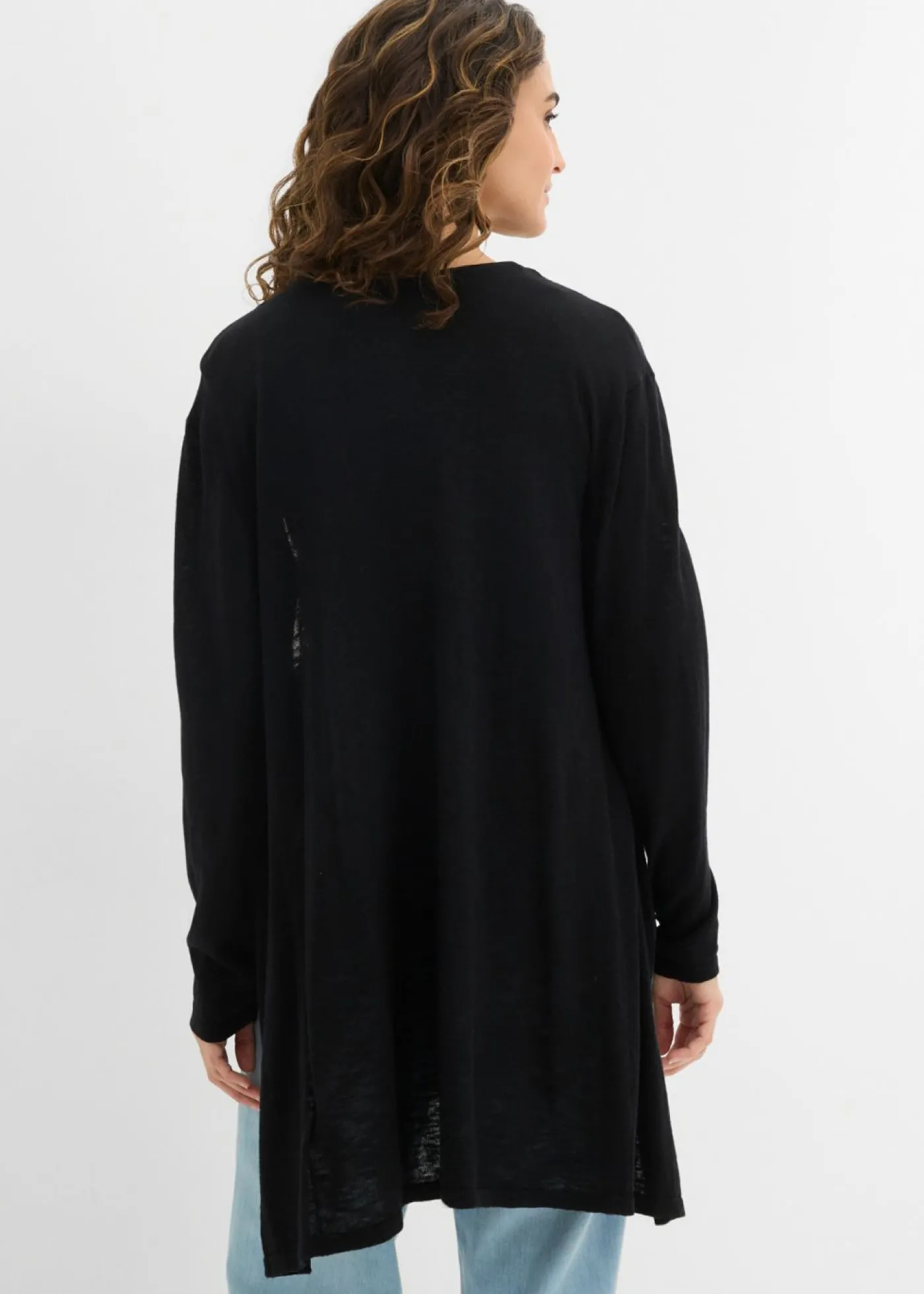bonprix bonprix Chaqueta larga de punto Negro Sale