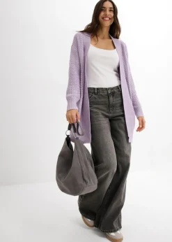 bonprix bonprix Chaqueta larga de punto lila pastel Hot