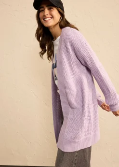 bonprix bonprix Chaqueta larga de punto lila pastel Hot