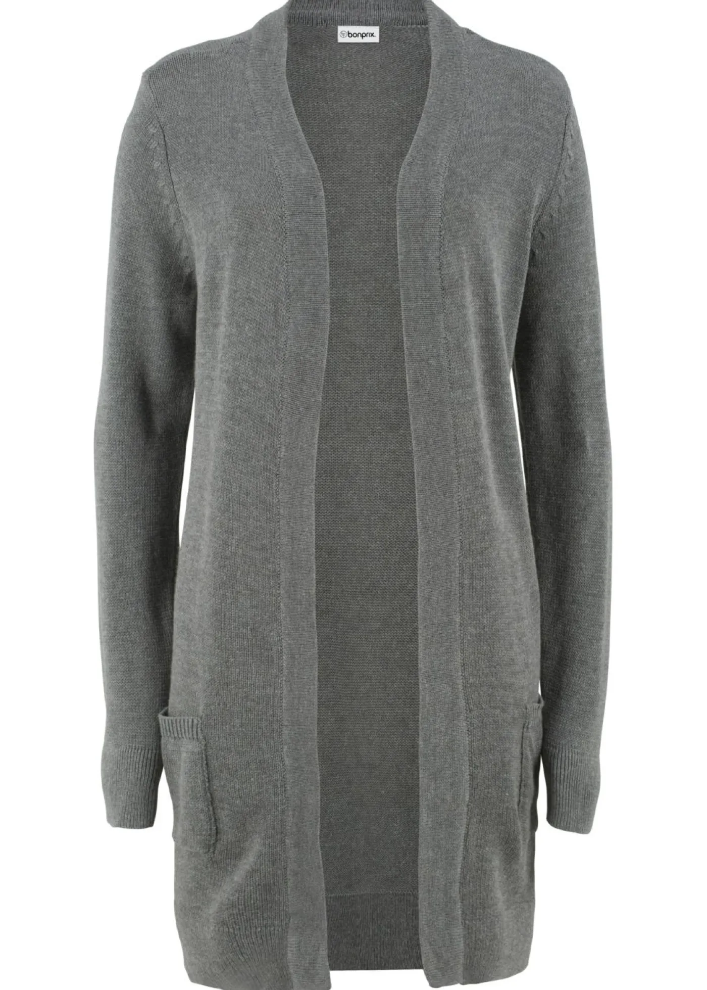 bonprix bonprix Chaqueta larga de punto gris moteado