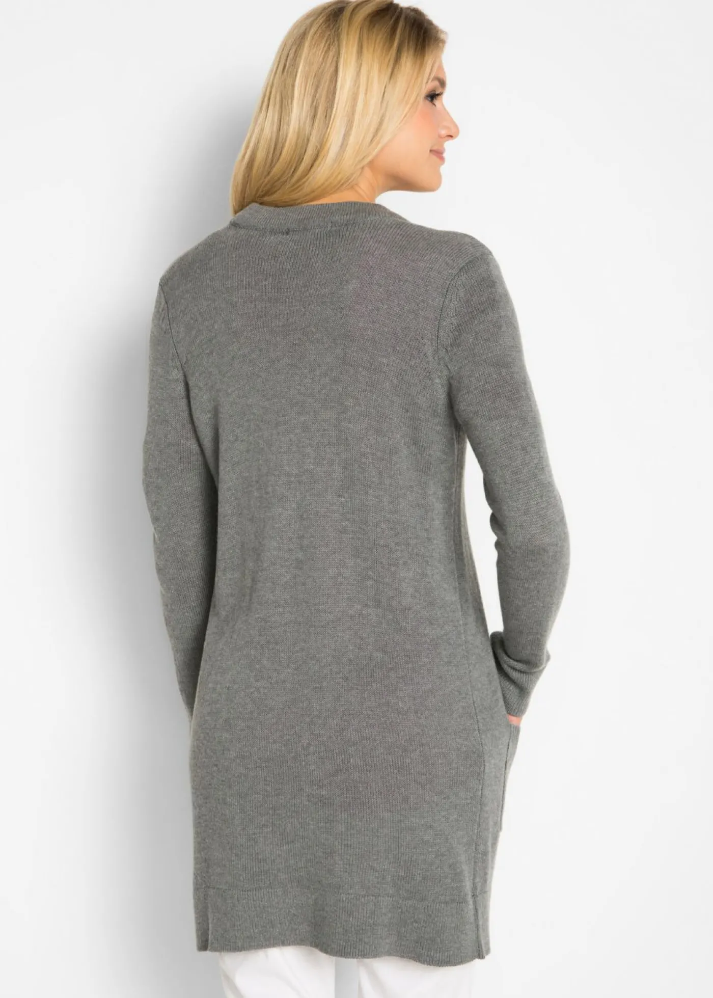 bonprix bonprix Chaqueta larga de punto gris moteado