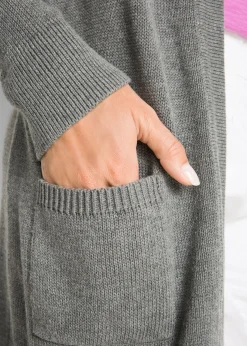 bonprix bonprix Chaqueta larga de punto gris moteado