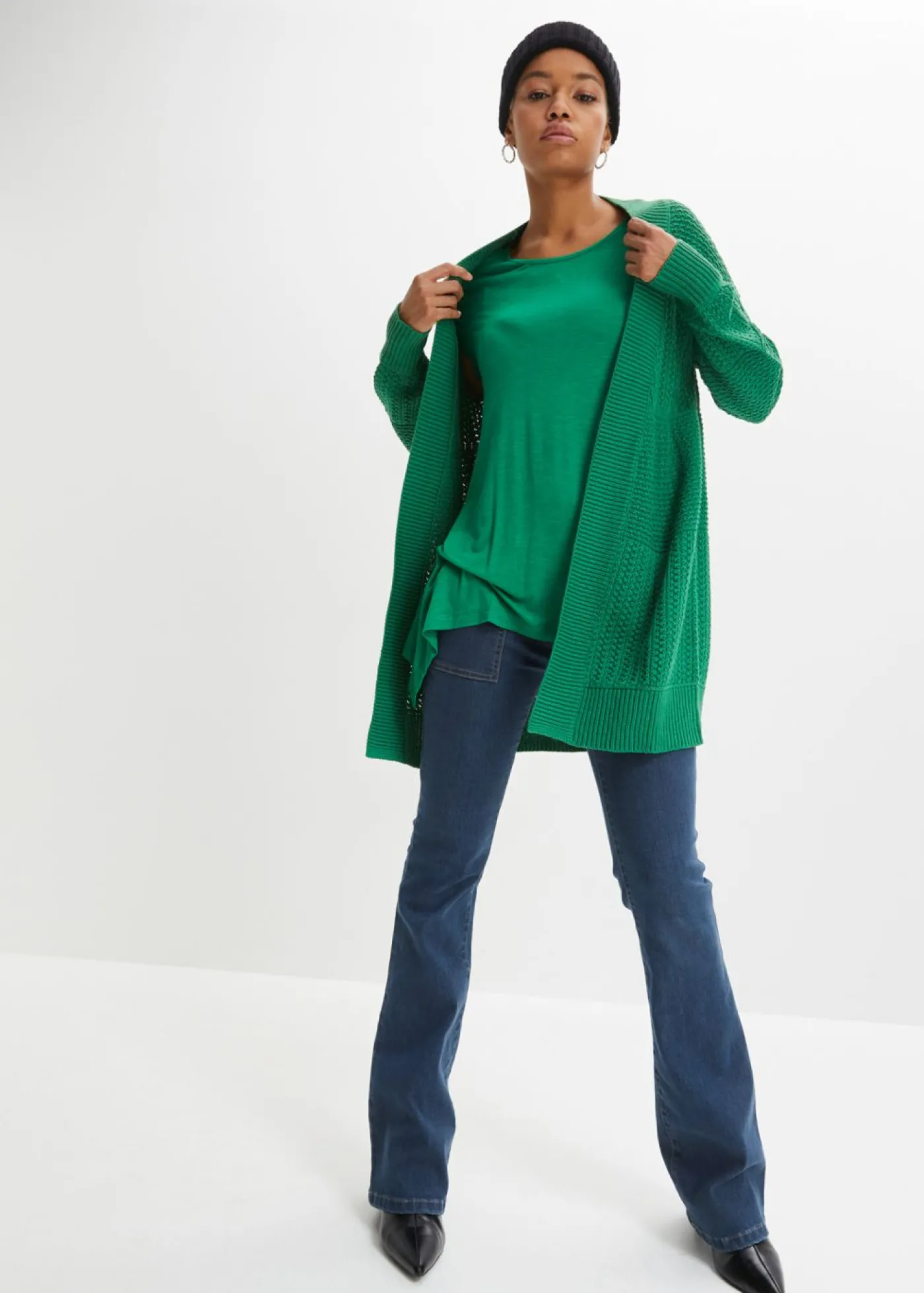 bonprix bonprix Chaqueta larga de punto Verde Sale