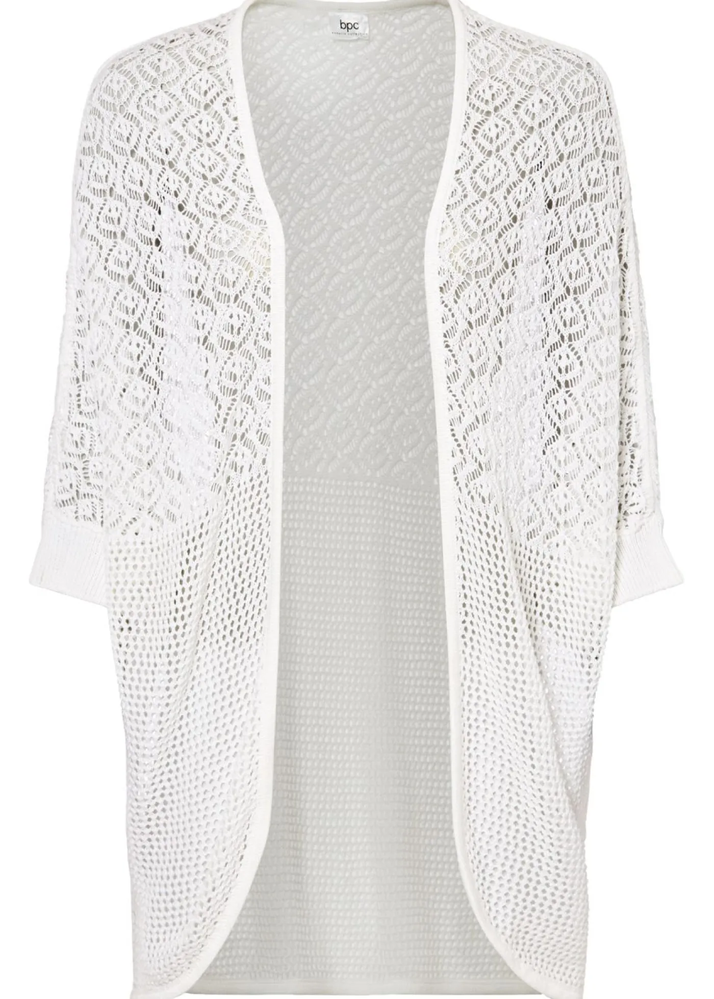 bonprix bonprix Chaqueta larga de punto con patrón calado Blanco Best