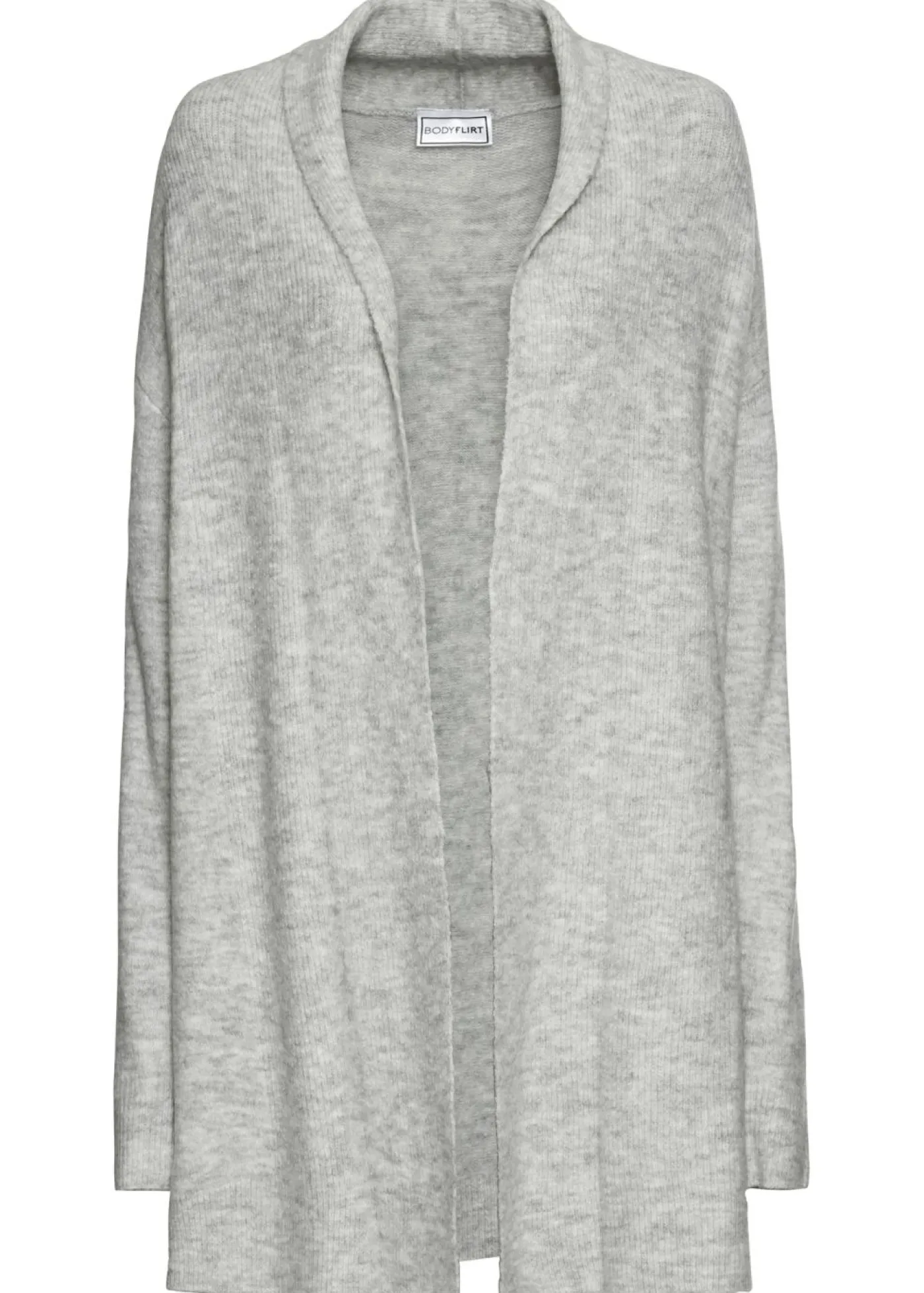 bonprix bonprix Chaqueta larga de punto con cuello tipo chal Gris claro moteado Outlet