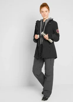 bonprix bonprix Chaqueta larga de softshell, repelente al agua, aspecto 2 en 1 Negro Best