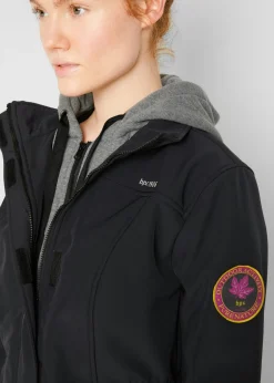 bonprix bonprix Chaqueta larga de softshell, repelente al agua, aspecto 2 en 1 Negro Best