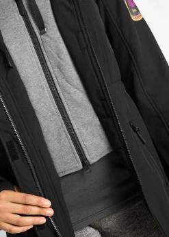 bonprix bonprix Chaqueta larga de softshell, repelente al agua, aspecto 2 en 1 Negro Best