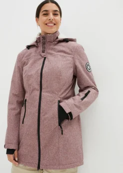 bonprix bonprix Chaqueta larga funcional impermeable para exteriores con forro polar Burdeos moteado Hot