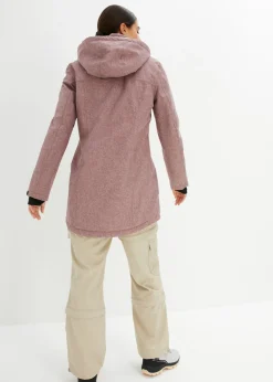 bonprix bonprix Chaqueta larga funcional impermeable para exteriores con forro polar Burdeos moteado Hot