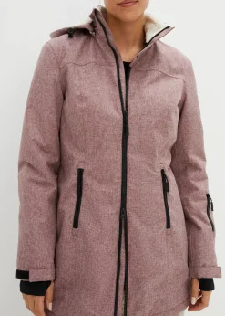 bonprix bonprix Chaqueta larga funcional impermeable para exteriores con forro polar Burdeos moteado Hot