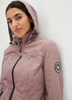 bonprix bonprix Chaqueta larga funcional impermeable para exteriores con forro polar Burdeos moteado Hot