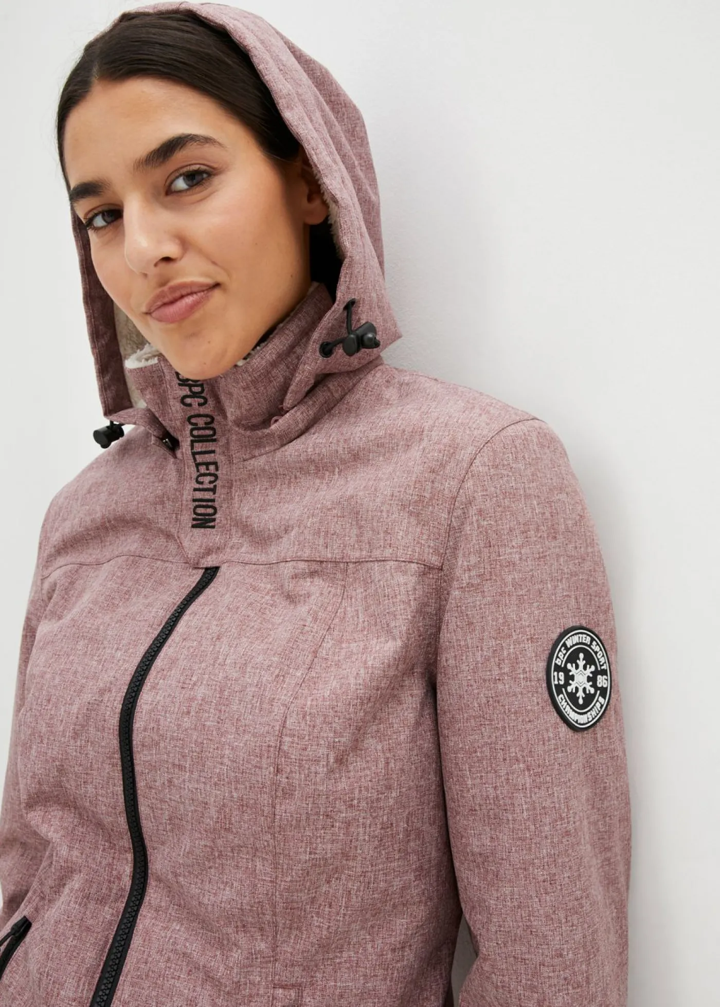 bonprix bonprix Chaqueta larga funcional impermeable para exteriores con forro polar Burdeos moteado Hot
