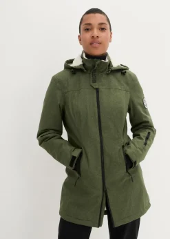 bonprix bonprix Chaqueta larga funcional impermeable para exteriores con forro polar musgo moteado Clearance