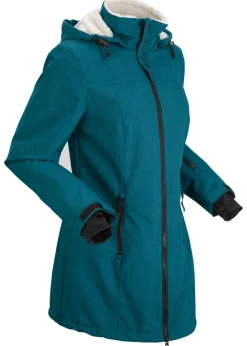 bonprix bonprix Chaqueta larga funcional impermeable para exteriores con forro polar verde azulado moteado Sale