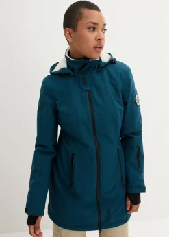 bonprix bonprix Chaqueta larga funcional impermeable para exteriores con forro polar verde azulado moteado Sale
