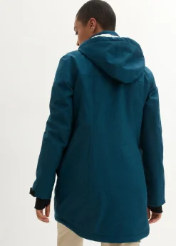bonprix bonprix Chaqueta larga funcional impermeable para exteriores con forro polar verde azulado moteado Sale