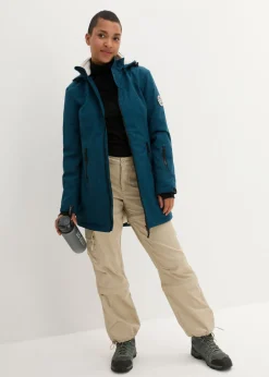 bonprix bonprix Chaqueta larga funcional impermeable para exteriores con forro polar verde azulado moteado Sale
