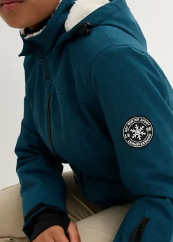 bonprix bonprix Chaqueta larga funcional impermeable para exteriores con forro polar verde azulado moteado Sale