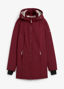 bonprix bonprix Chaqueta larga funcional softshell repelente al agua, forro polar suave rojo avellana Best