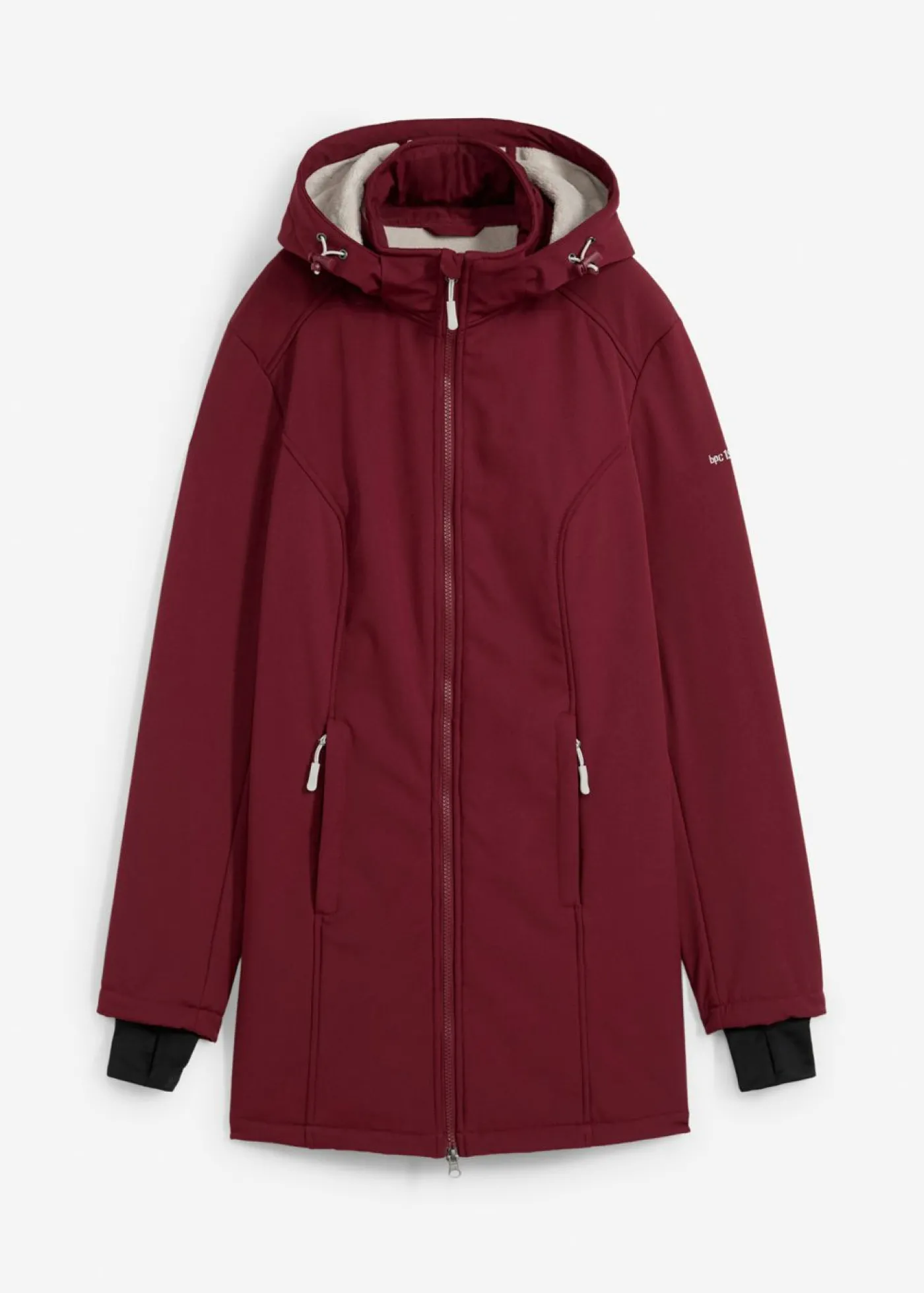 bonprix bonprix Chaqueta larga funcional softshell repelente al agua, forro polar suave rojo avellana Best