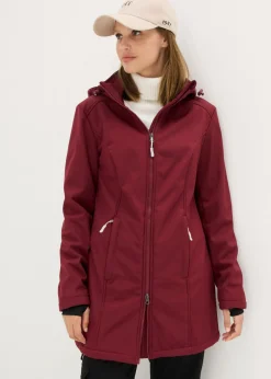 bonprix bonprix Chaqueta larga funcional softshell repelente al agua, forro polar suave rojo avellana Best