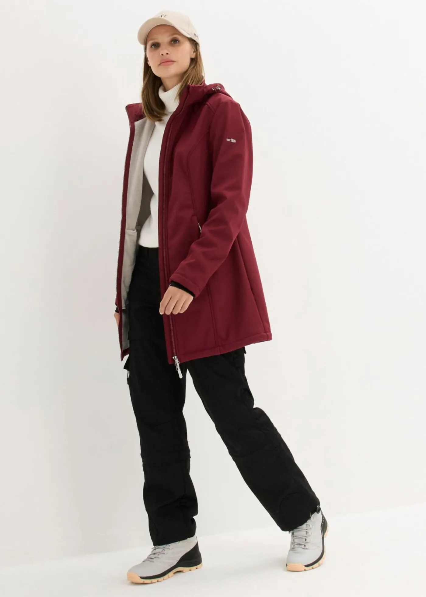 bonprix bonprix Chaqueta larga funcional softshell repelente al agua, forro polar suave rojo avellana Best