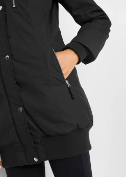 bonprix bonprix Chaqueta larga guateada con capucha Negro Clearance