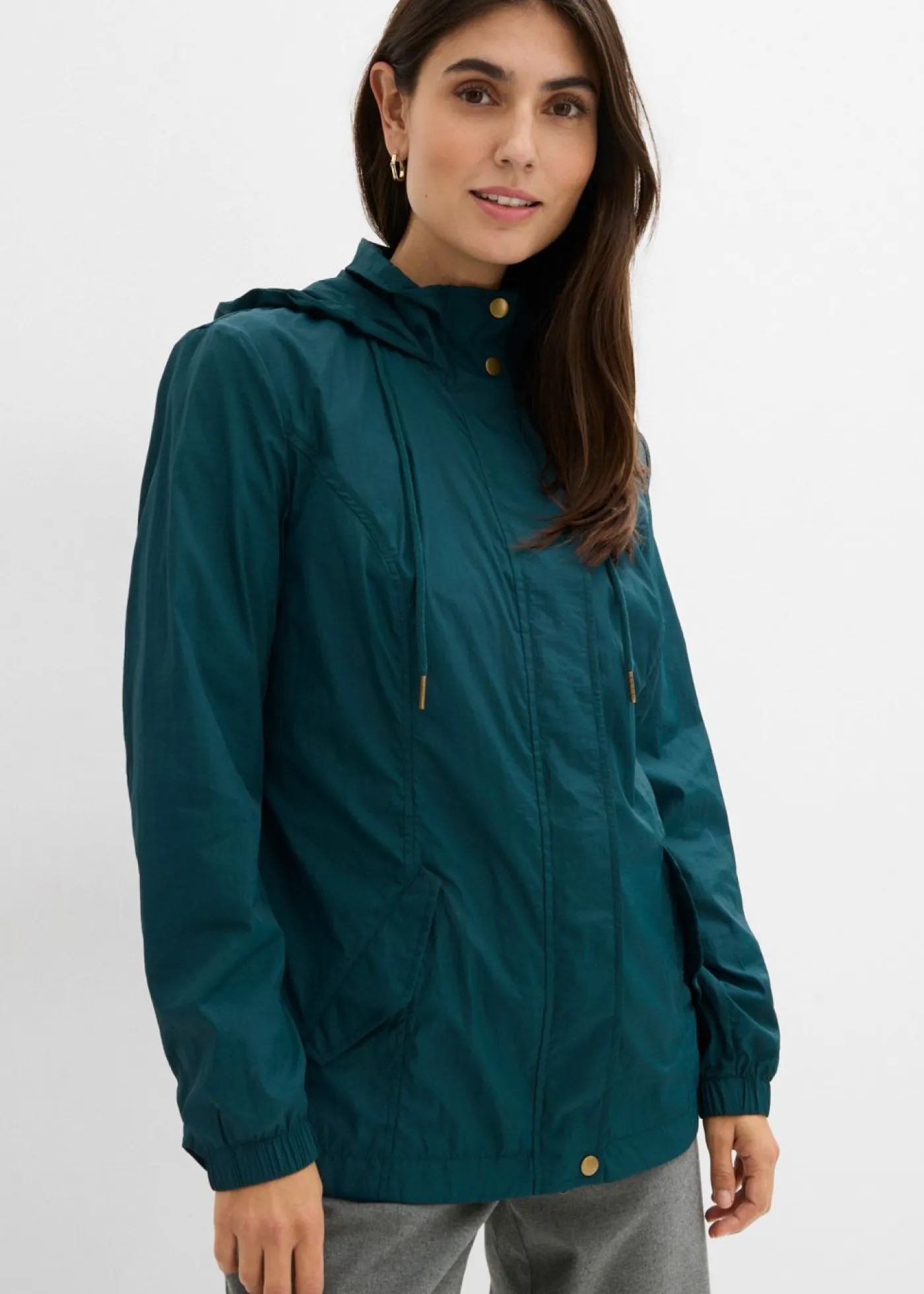 bonprix bonprix Chaqueta ligera de entretiempo con capucha Verde intenso Clearance