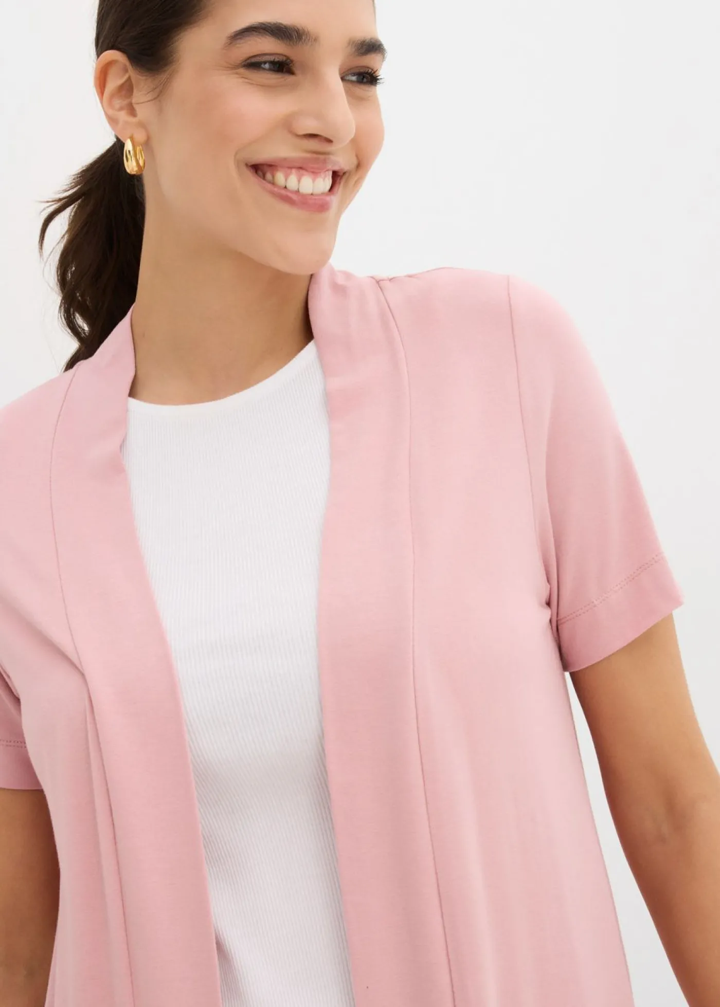 bonprix bonprix Chaqueta ligera de viscosa suave Rosa ceniza Sale