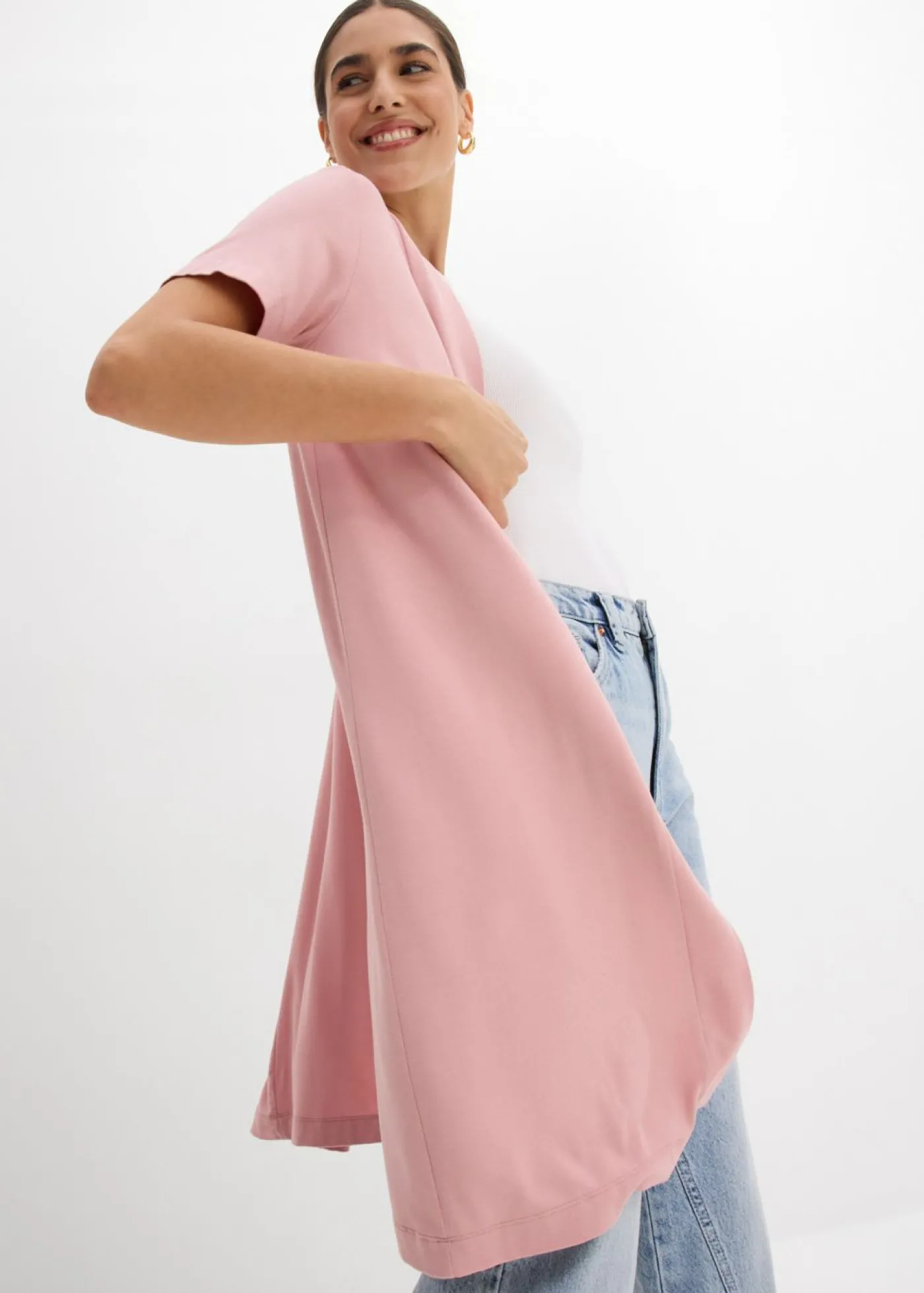 bonprix bonprix Chaqueta ligera de viscosa suave Rosa ceniza Sale