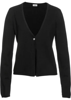 bonprix bonprix Chaqueta lisa de punto fino Negro