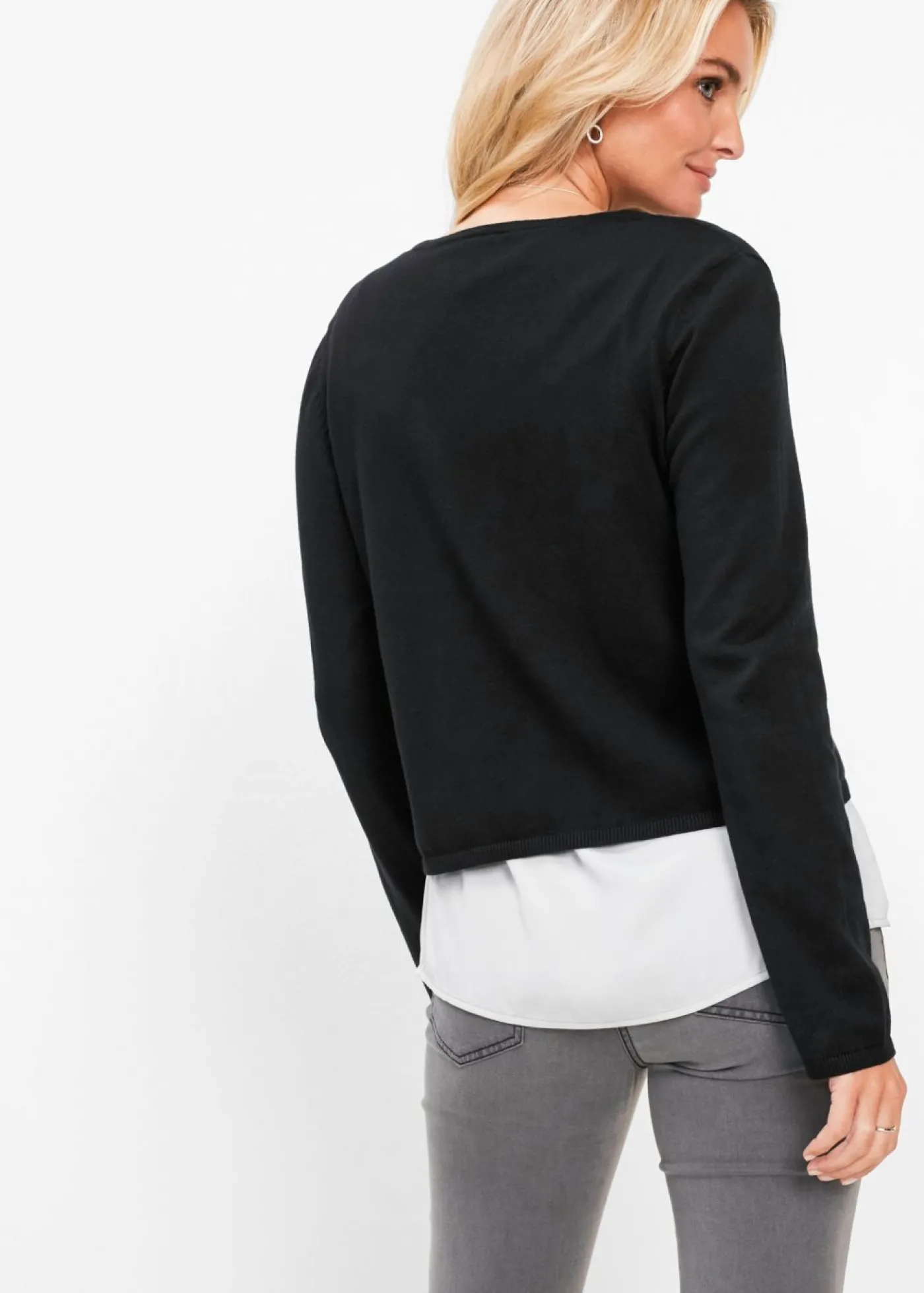 bonprix bonprix Chaqueta lisa de punto fino Negro